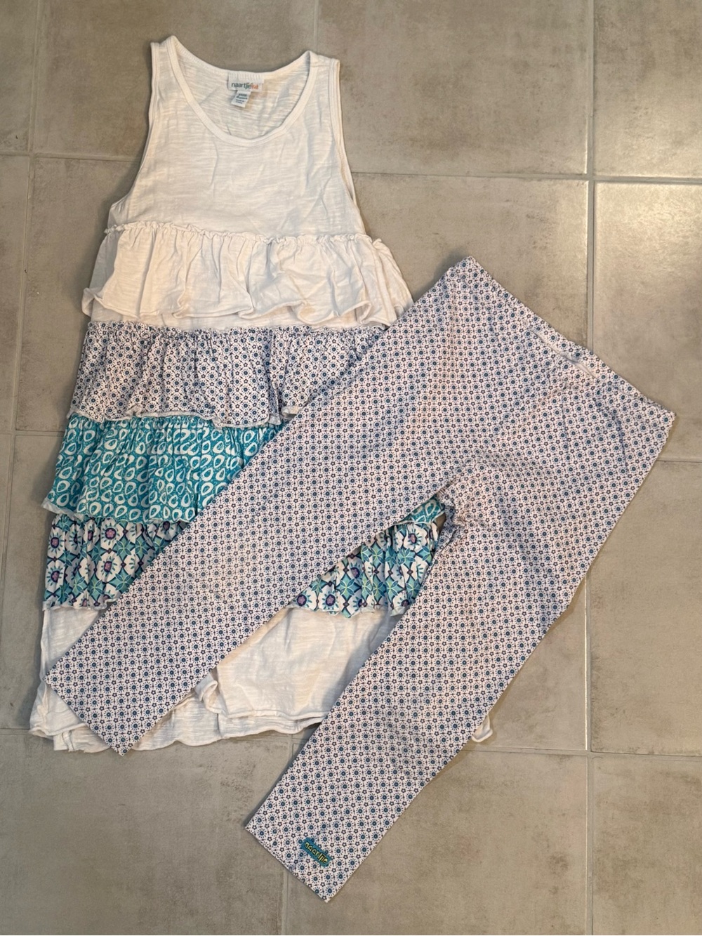 NWOT Naartjie Sz 10 Turquoise White Dress & Capris